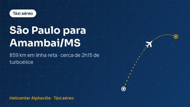 Rota de táxi aéreo de São Paulo para Amambai (MS)