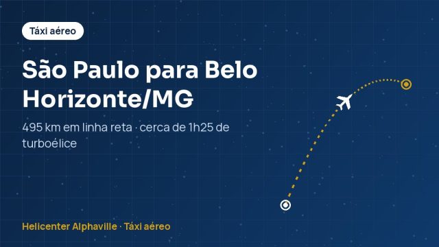 Rota de táxi aéreo de São Paulo para Belo Horizonte (MG)