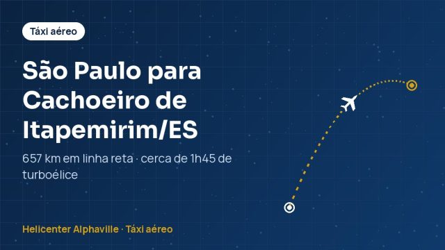 Rota de táxi aéreo de São Paulo para Cachoeiro de Itapemirim (ES)