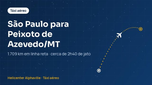 Rota de táxi aéreo de São Paulo para Peixoto de Azevedo (MT)