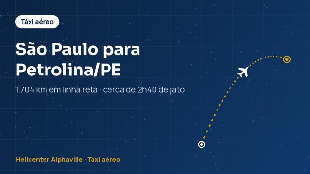 Rota de táxi aéreo de São Paulo para Petrolina (PE)